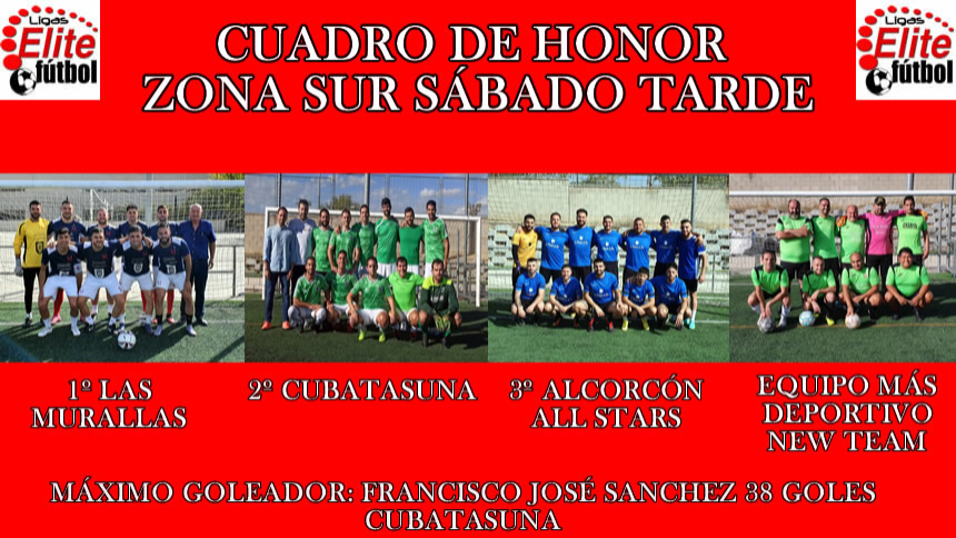 CUADRO DE HONOR. ZONA SUR SABADO TARDE